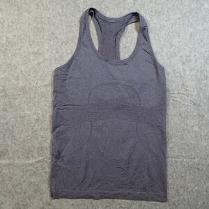 Lululemon Top Womens 6 Swiftly Tech Tank Racerback Purple Striped Run Gym Yoga